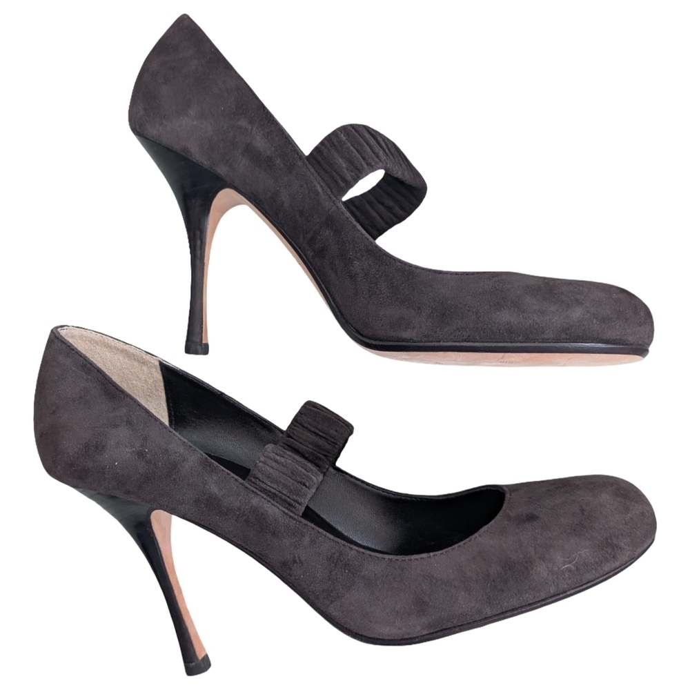 Vintage Max&Co Tulli Gray Suede Mary Jane Heels Size 11